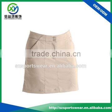 Custom Made Polyester Mositure Wicking Golf Skirts In Khaki