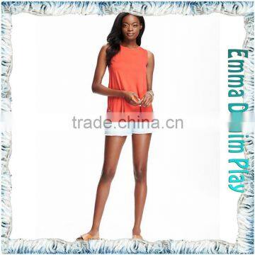 Custom Vogue Design Open Back Split Hem Womens Sexy Colorfast Sleeveless T Shirts