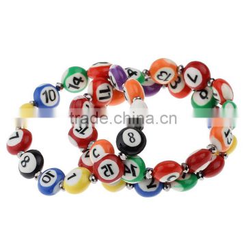 Polymer Clay Bracelet Billiards Mixed Number Age Pattern 22cm(8 5/8") long,5PCs,Newest