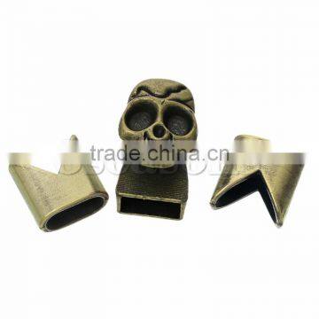 China Hook Clasps Bracelet End Bar With Slider For Leather Bracelet Skull Halloween Antique Bronze 19mm x13mm 13mm x13mm2 Sets