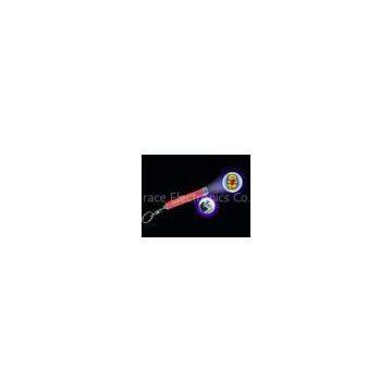 White Aluminium Barrel LED projector keychain light with your logo, 4 AG3 batteries