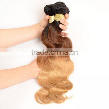 Blonde Indian Human Hair Weaves Wavy 1B/4/27# Body Wave Indian Ombre Hair Extension photo-6