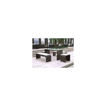 Indoor / Outdoor Rattan Bar Set with 4 Stools , Brown Rattan Bistro Set