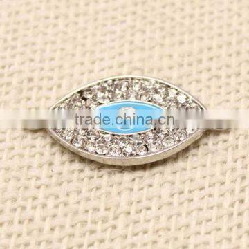 Silver Rhinestone Crystal Oil Drip Evil Eye Connectors Oval Turkish Lucky Eye Pendant photo-4