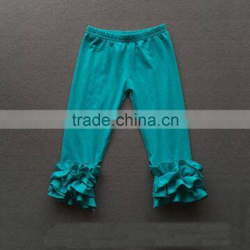 latest design icing leggings kids boutique cotton ruffle long pants baby girls solid color capris wholesale