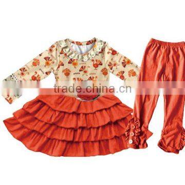 CH00297YIWU BOYA Cotton Milk Silk Ruffle Dress Kids Clothes Melea Grididare Prints Wearing Boutique Dresses