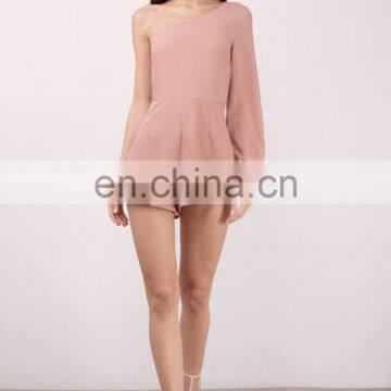 High Quality Blush Plain One Shoulder Adult Romper photo-4