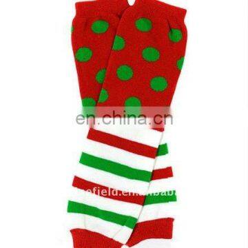 Stock! Baby Christmas Leg Warmers Dot Stripe Leg Warmer Xmas leg warmers