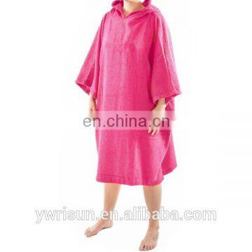 Custom100% Cotton Surf Changing Robe With Hood Beach Swimming Towel Poncho For Adult