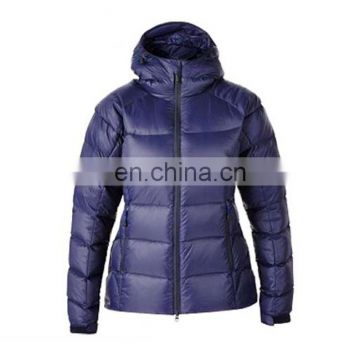 navy blue waterproof shell down jacket for woman cold weather