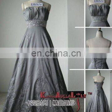 EB1310 Lotus hem neck backless ball gown embroidery empire classic evening dress