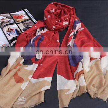 2016 wholesale luxury 50% cashmere 50% silk print shawl women autumn winter pashmina scarf
