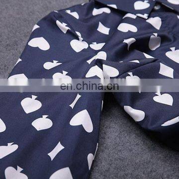 Blue Color Heart Shape Print Two Piece Over Knee Dress Set photo-3