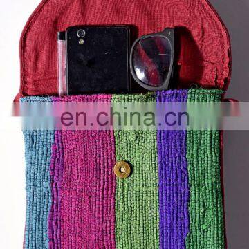 Bohemian Handmade Clutch Bag Woven Chindi Bag Vintage Boho Tribal Indian Bags