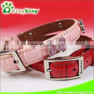 Diamond leather dog leash for pet dog with collar