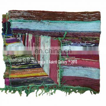 Wholesale Chindi carpet floor Rag Rug Indian Wall Decor 100% Cotton Yoga Mat Hand Woven 5'x3' Area Floor Mat