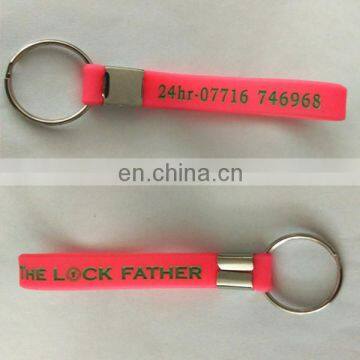 Cost-effective give away logo printed silicon key chain with keyring