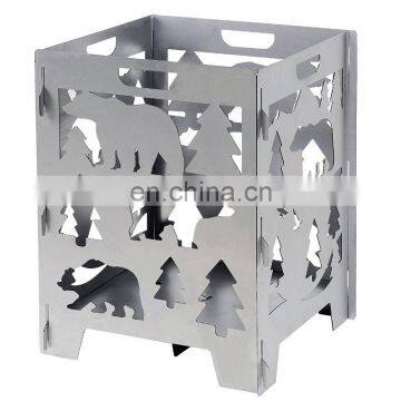 Burn Cage Fire Pit Stove box for Patio Camping