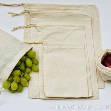 Muslin Bags - 100% Organic Cotton Single Drawstring Premium Quality Eco Friendly Reusable Muslin Bags. Select Size and Quantity