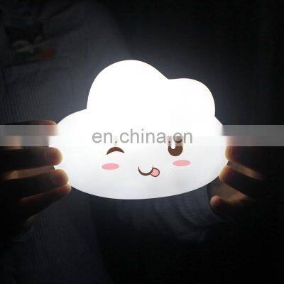 Cute bedroom table decorative small baby battery pvc LED cloud night light