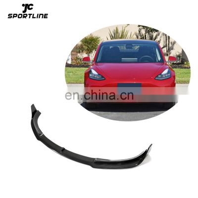 JCSPORTLINE Carbon Fiber Model 3 Front Bumper Lip for Tesla Model 3 Sedan 4-Door 2016-2020