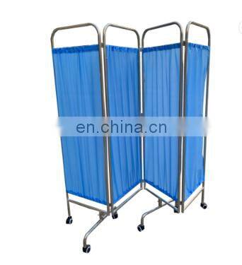 High Quality Portable 4 Folding Stainless Steel Frame 3-part Waterproof Movable Hospital Medical Ward Screen photo-3