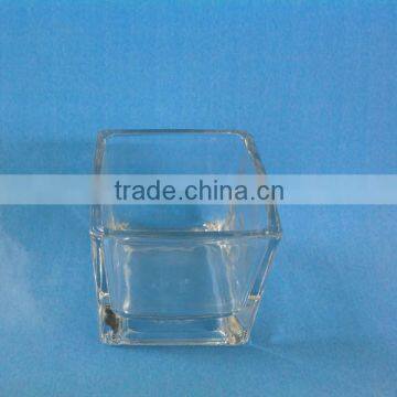 Hand Made Clear Thick Wall and Bottom Square Glass Candle Holder photo-4