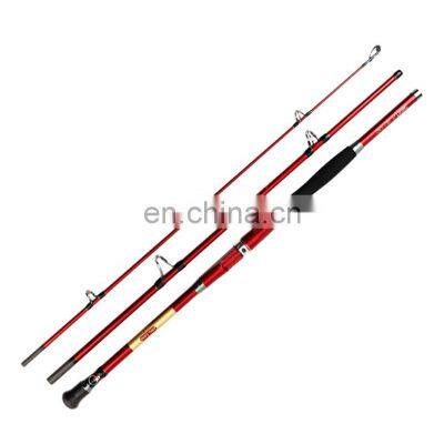 Amazon 1.8m 2.1m 2.4m Portable 3 Sections Carbon Red Spinning Boat Fishing Rod