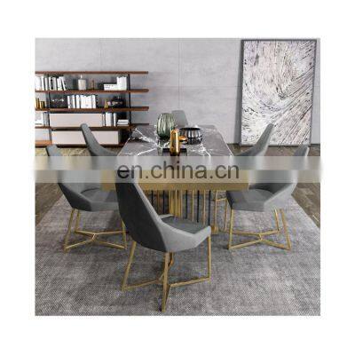 Italian Marble Dining Table And Chair Living Room Rectangular Stainless Steel Simple Model Table