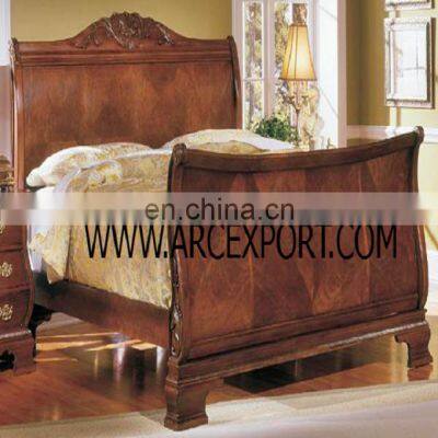 wooden antique fancy furniture beds with side table