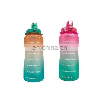 BPA Free Gradient Half Gallon Jug Leakproof 64 oz Motivational Tritan Water Bottles with Time Marker