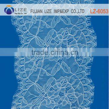 Wholesale elastic white cord lace fabric/tulle embroidery lace fabric/eyelash lace fabric LZ-6053