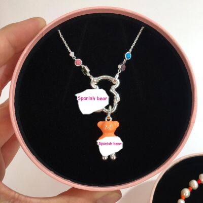 Spanish Bear Silver Earrings 215433630 Teddy Bear Pendant With Enamel 118074530 Women Fashion Necklace Free Wholesale Shipping photo-5