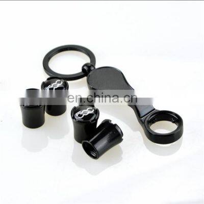 Zinc Alloy Metal Customized Black Car Keychain Tyre Valve Stem Caps