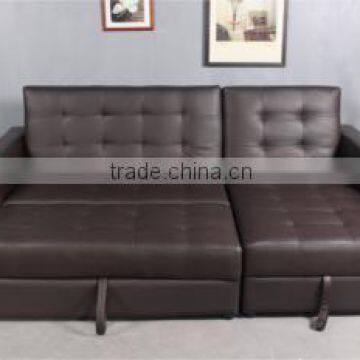 Brown Leather Luxury Corner Sofa Bed Sleeper Furniture