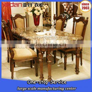 luxury marble top solid wood dinning table set with chairs made in china                        
                                                Quality Choice