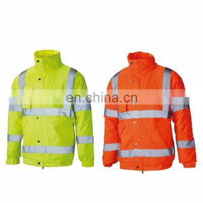 Workwear Waterproof High Visibility Fluorescent Jacket With Reflective Strips