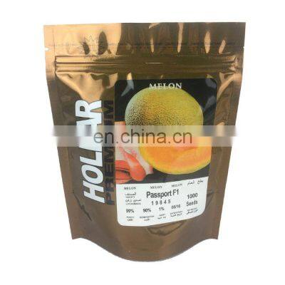 China factory Good quality seed bag with stickers stand up zipper pouch