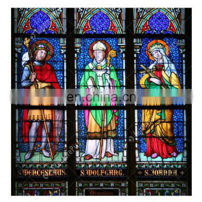 Stained Glass Supplier Wholesale Price Custom Vintage Church Window  Decorative Glass Colored Art Glass Sheets For Door