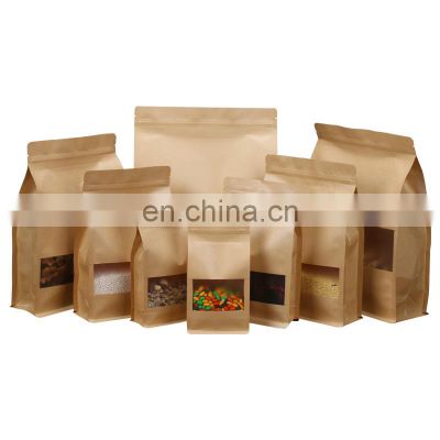 Compostable Sealable Foil Zipper Paper Rice Spice Bag Window Kraft Paper Bag 1kg Bolsa Stand Up Pouch