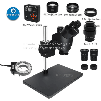 Black Simul-focal 7-45X Trinocular Stereo Zoom Microscope With Aluminum Alloy Base Pad photo-3