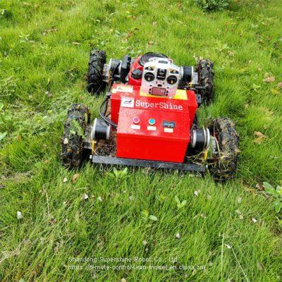 remote controlled mower, China remote control hillside mower price, remote control lawn mower with tracks for sale