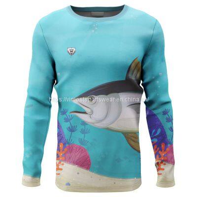 polyester round neck fishing shirts with long sleeves