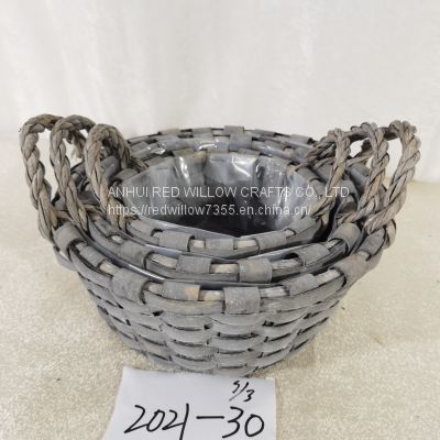 Grey Wicker Baskets Small Woven Rattan Willow Basket Gardening Supplies