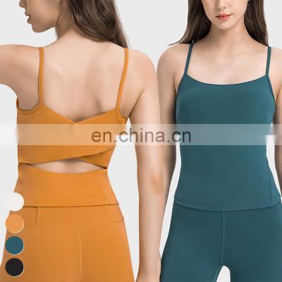 High Elastic Hollow Out Tank Top Running Clothing Custom Workout Wear Fitness Vest Sports Tops Women Yoga Tank Top With Padded