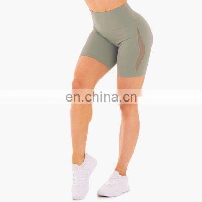 Custom Logo Side Mesh Stitching Sexy Yoga Shorts Women Running Sports Short Pants Ladies Gym Clothing