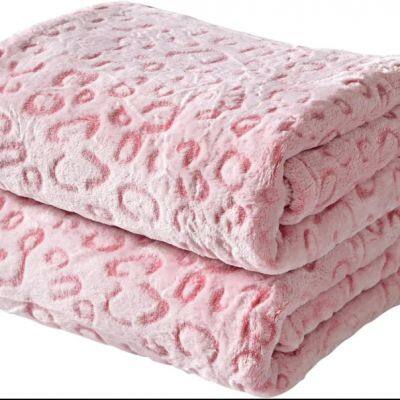 Super Soft Lightweight Flannel Fleece Leopard Print Queen Size Plush Blanket for Bed or Couch in Pink