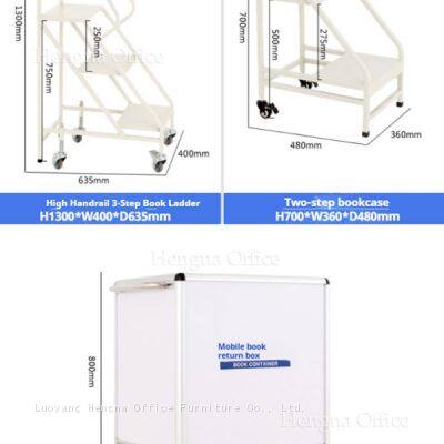 Large Capicity Mobile School Library Book Cart with Ladder and Lockable Book Container - Office & Home