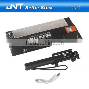 MINI rechargeable 360 degree rotating folding phone holder monopod bluetooth selfie stick QC22