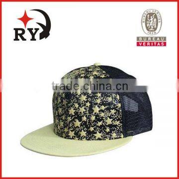 Custom mesh flat brim snapback hat and cap wholesale